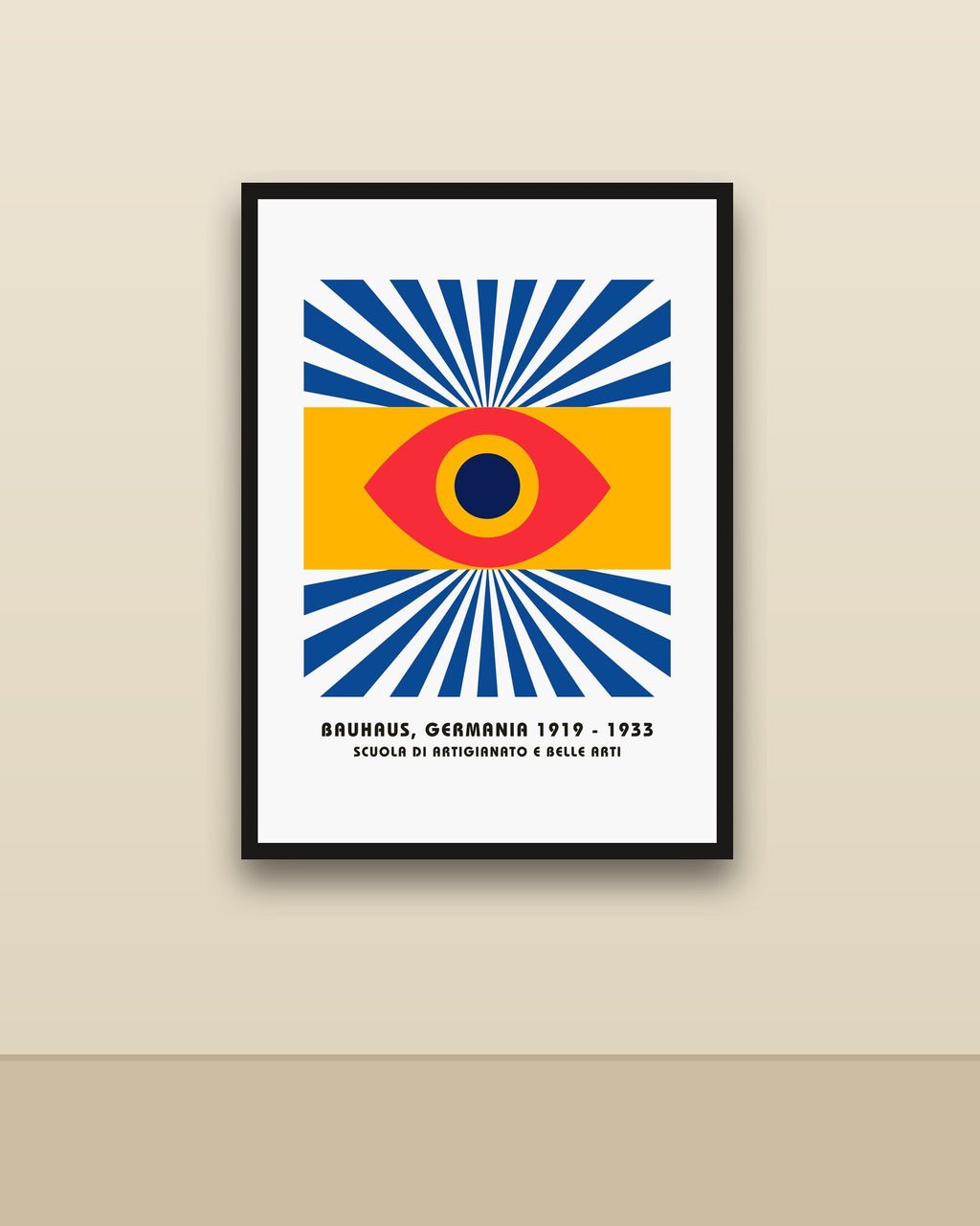 Bauhaus 3 en una pared clara con marco negro (imagen ilustrativa)