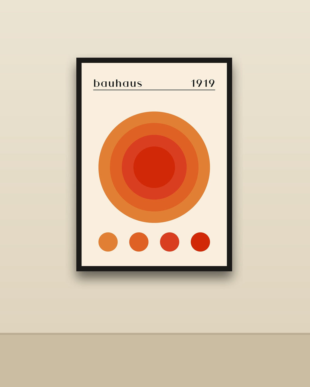 Bauhaus 9 en una pared clara con marco negro (imagen ilustrativa)