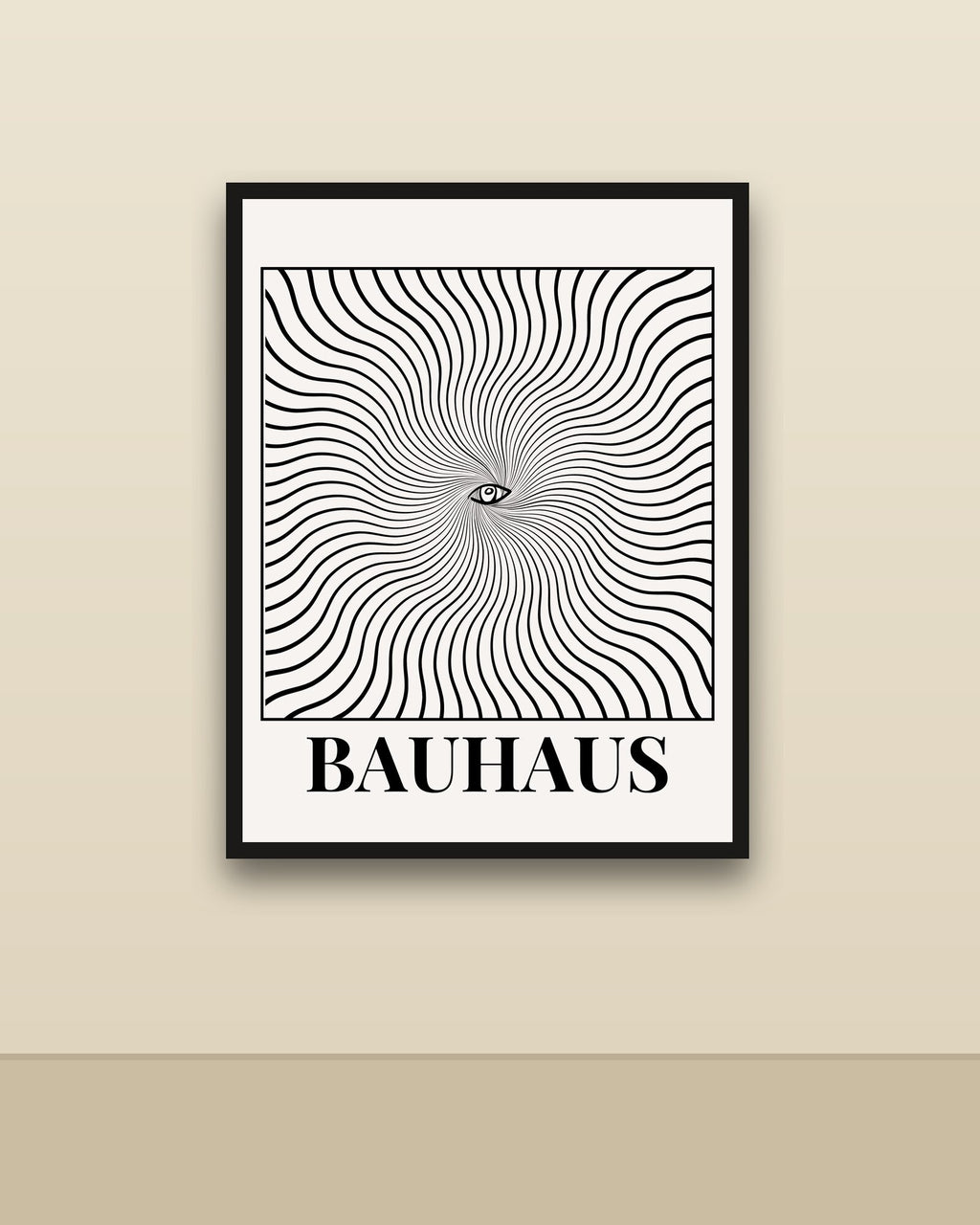 Bauhaus Espiral en una pared clara con marco negro (imagen ilustrativa)