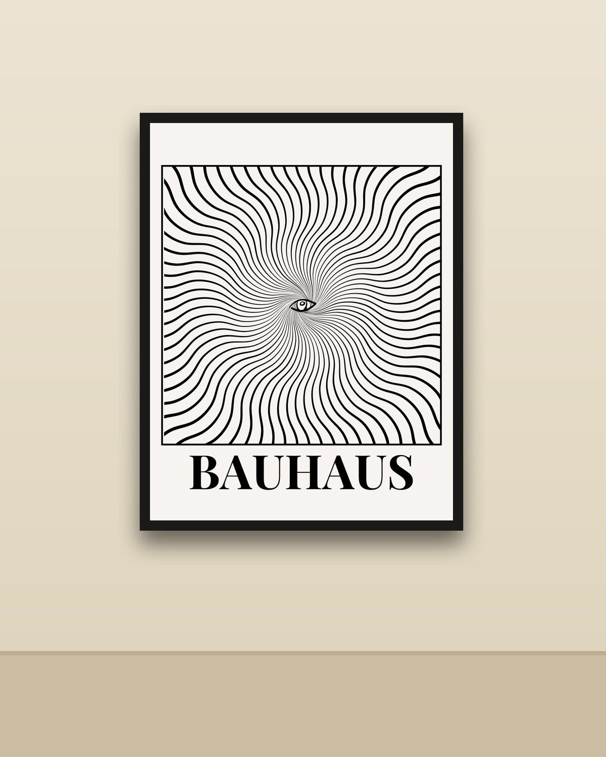 Bauhaus Espiral en una pared clara con marco negro (imagen ilustrativa)