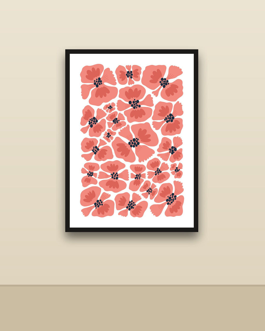 Matisse, Flores en una pared clara con marco negro (imagen ilustrativa)