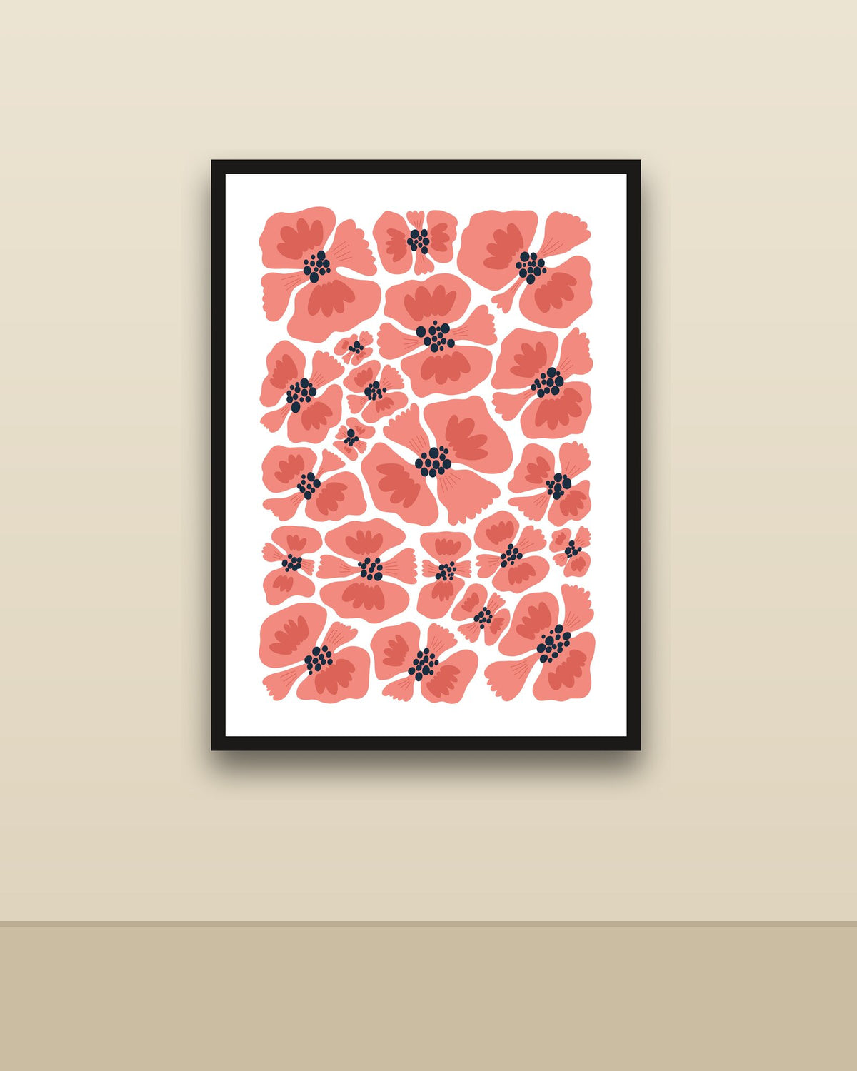 Matisse, Flores en una pared clara con marco negro (imagen ilustrativa)