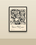 Matisse, Flowers and Plants en una pared clara con marco negro (imagen ilustrativa)