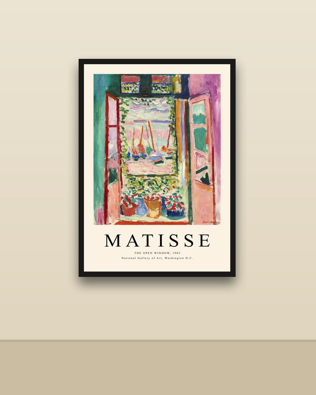 Matisse, La ventana abierta en una pared clara con marco negro (imagen ilustrativa)