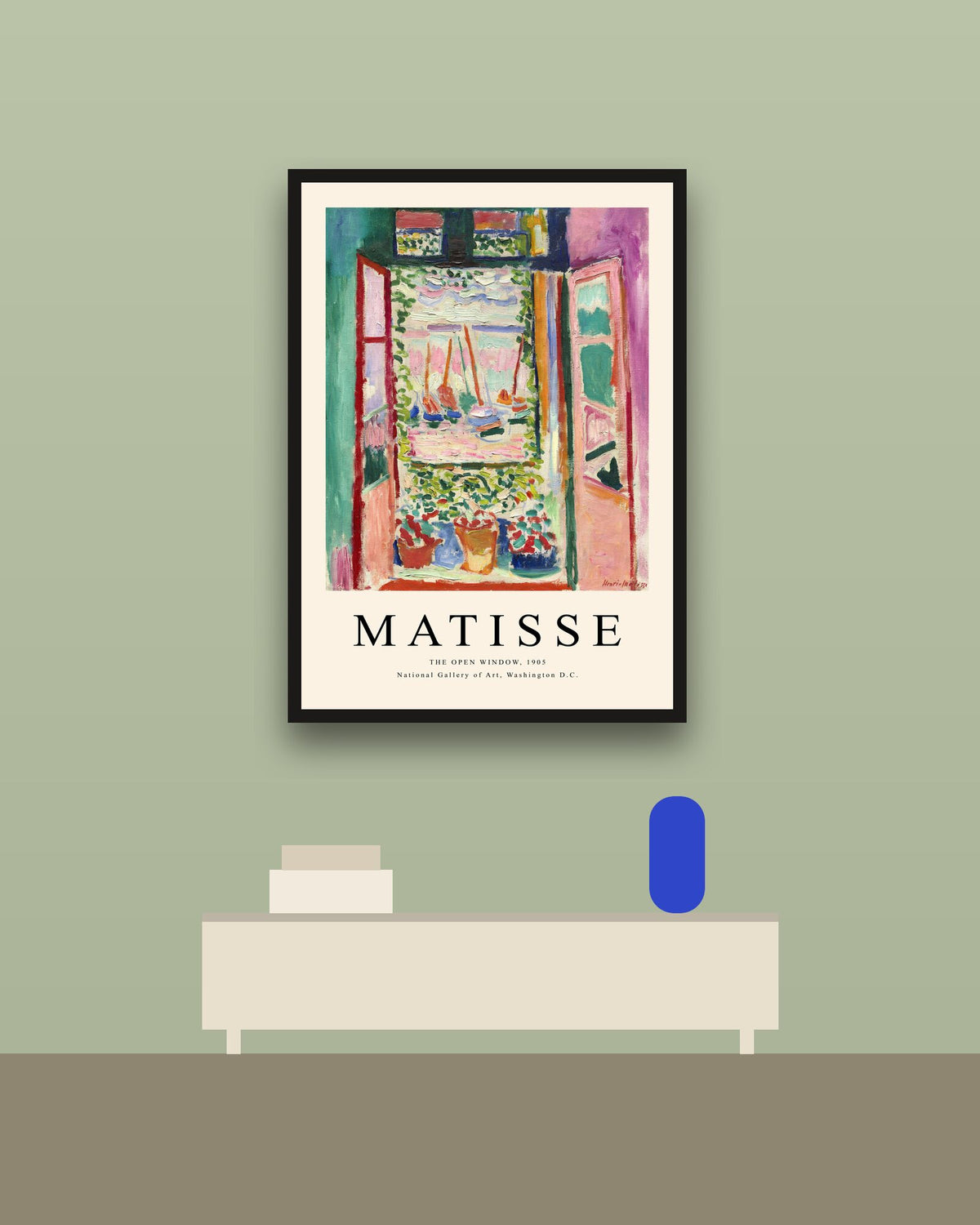 Matisse, La ventana abierta en una pared verde con marco negro (imagen ilustrativa)