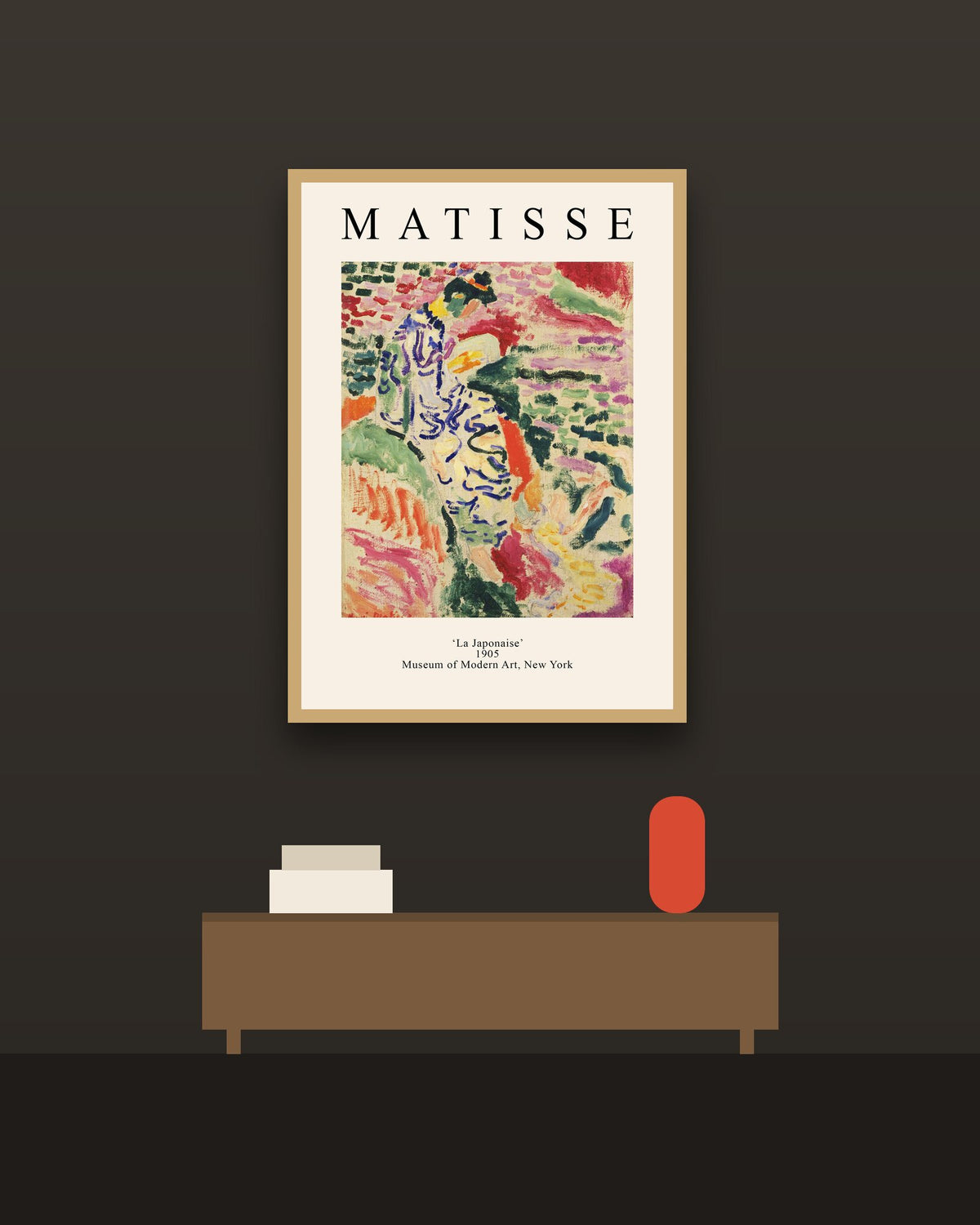 Matisse, La japonesa en una pared oscura con marco de kiri claro (imagen ilustrativa)