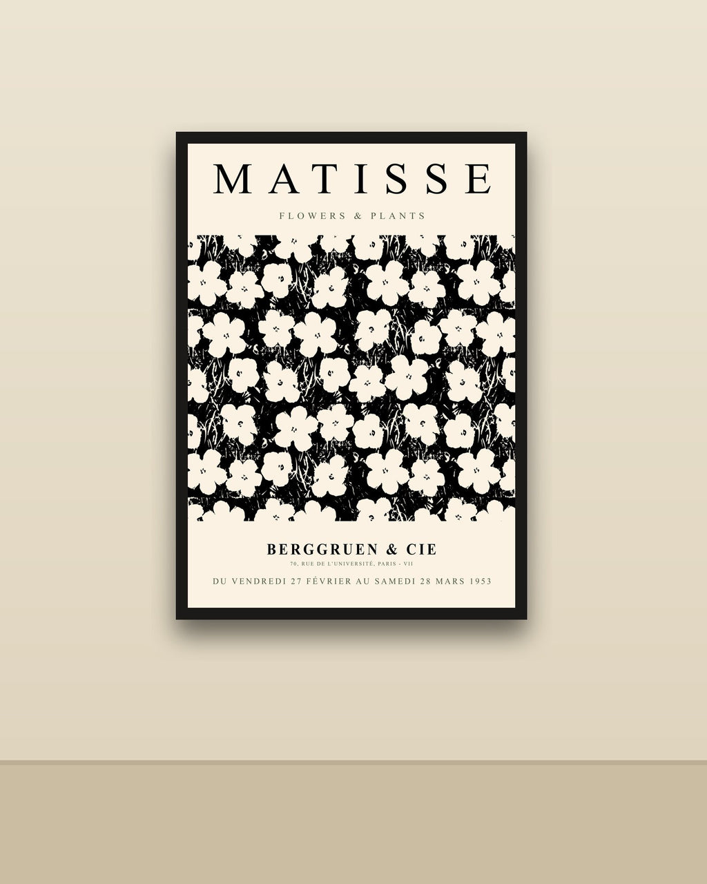 Matisse, Berggruen en una pared clara con marco negro (imagen ilustrativa)