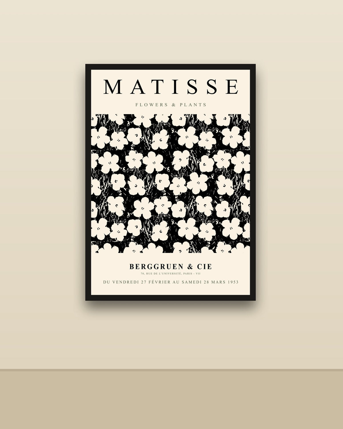Matisse, Berggruen en una pared clara con marco negro (imagen ilustrativa)