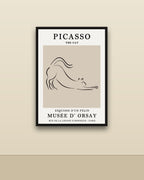 Picasso, El gato en una pared clara con marco negro (imagen ilustrativa)