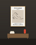 Picasso, El gato en una pared oscura con marco de kiri claro (imagen ilustrativa)