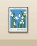 Flower Market Londres en una pared clara con marco negro (imagen ilustrativa)