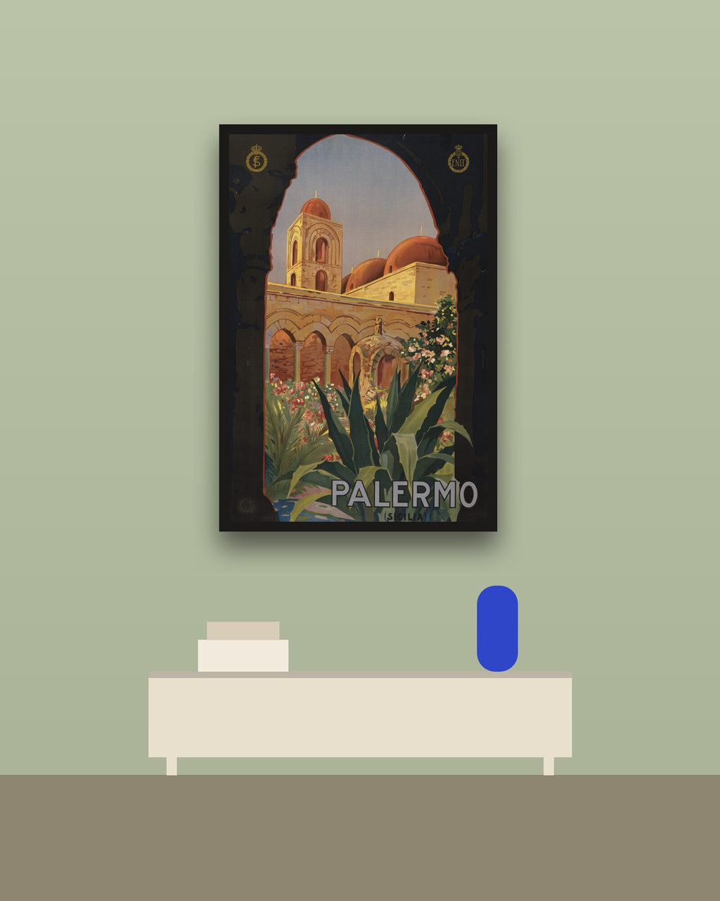 Palermo en una pared verde con marco negro (imagen ilustrativa)