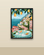 Desayuno en Amalfi en una pared clara con marco negro (imagen ilustrativa)
