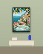 Desayuno en Amalfi en una pared verde con marco negro (imagen ilustrativa)