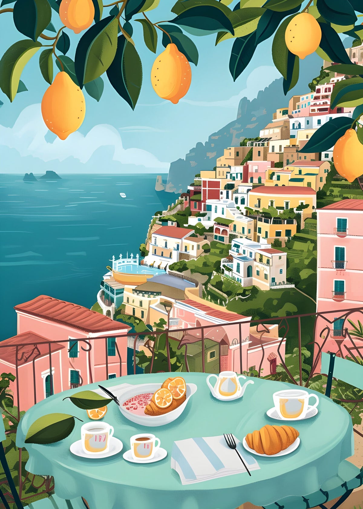 Desayuno en Amalfi, cuadro de Persa