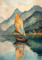 Velero en el lago, cuadro de Persa