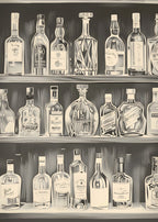 Estantería de botellas, cuadro de Persa