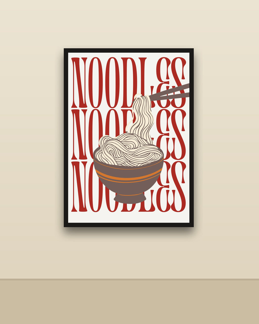 Noodles en una pared clara con marco negro (imagen ilustrativa)