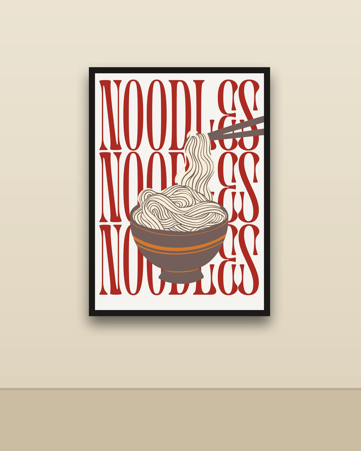 Noodles en una pared clara con marco negro (imagen ilustrativa)