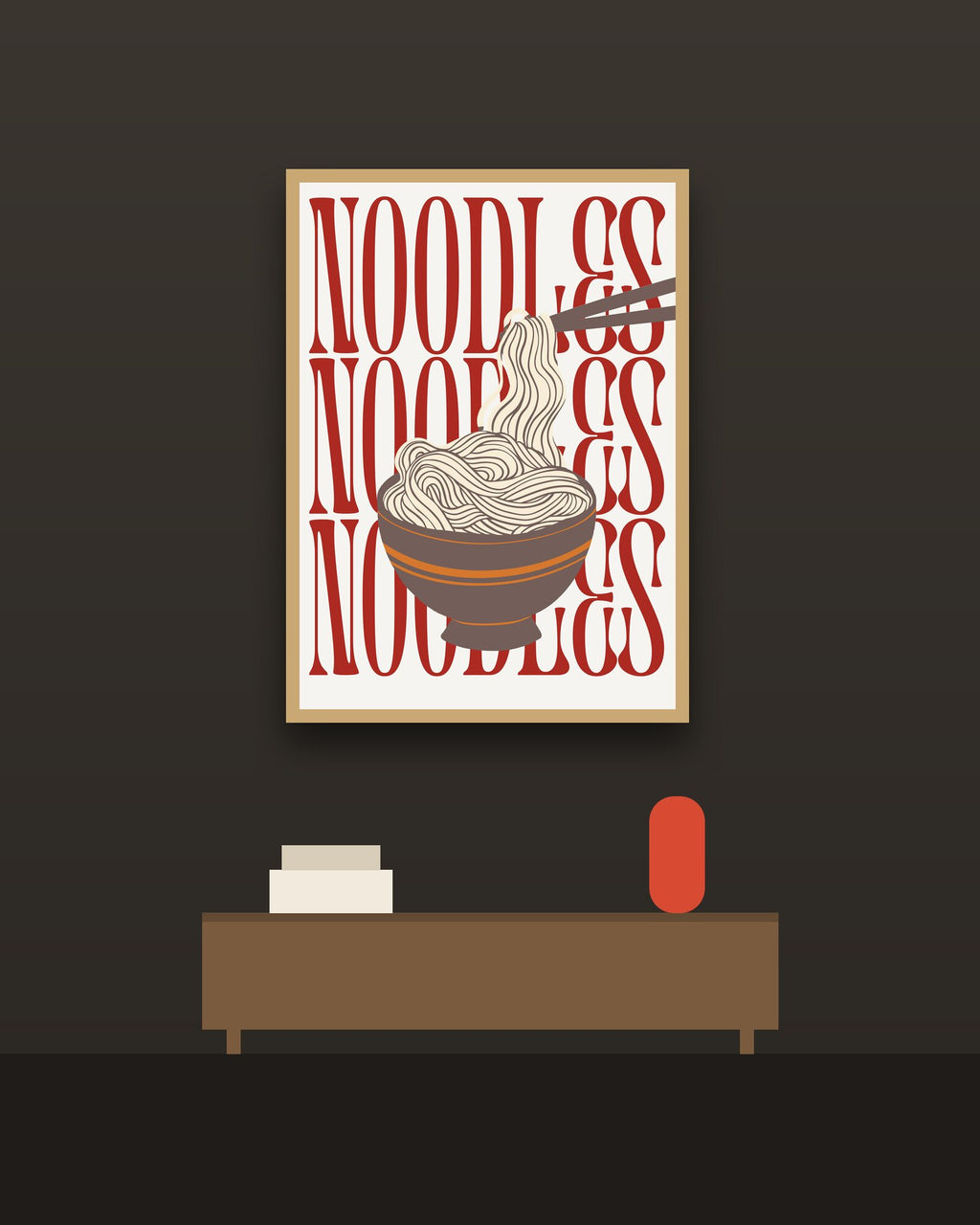 Noodles en una pared oscura con marco de kiri claro (imagen ilustrativa)