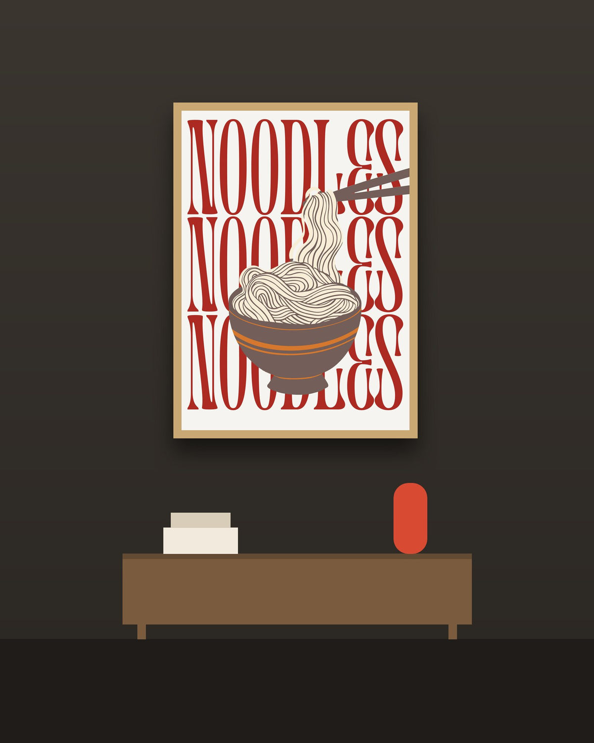 Noodles en una pared oscura con marco de kiri claro (imagen ilustrativa)