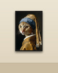 La gata de la perla en una pared clara con marco negro (imagen ilustrativa)