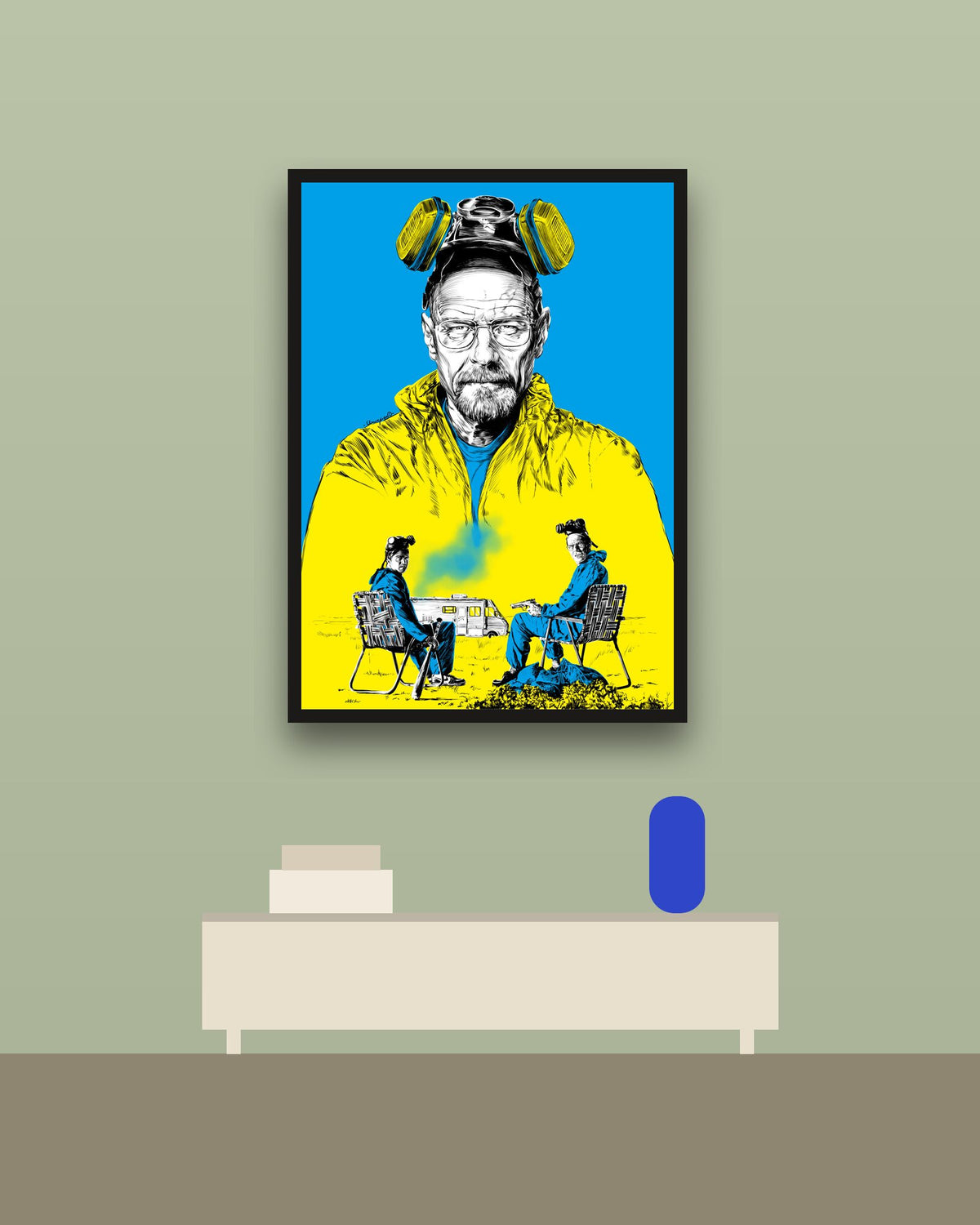 Breaking Bad en una pared verde con marco negro (imagen ilustrativa)