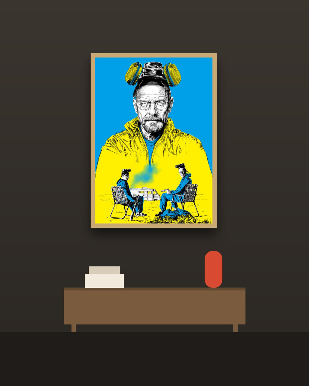 Breaking Bad en una pared oscura con marco de kiri claro (imagen ilustrativa)