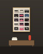 Casetes en una pared oscura con marco de kiri claro (imagen ilustrativa)