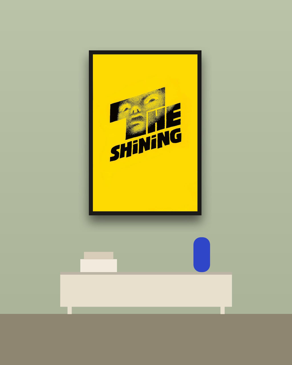 The Shining en una pared verde con marco negro (imagen ilustrativa)