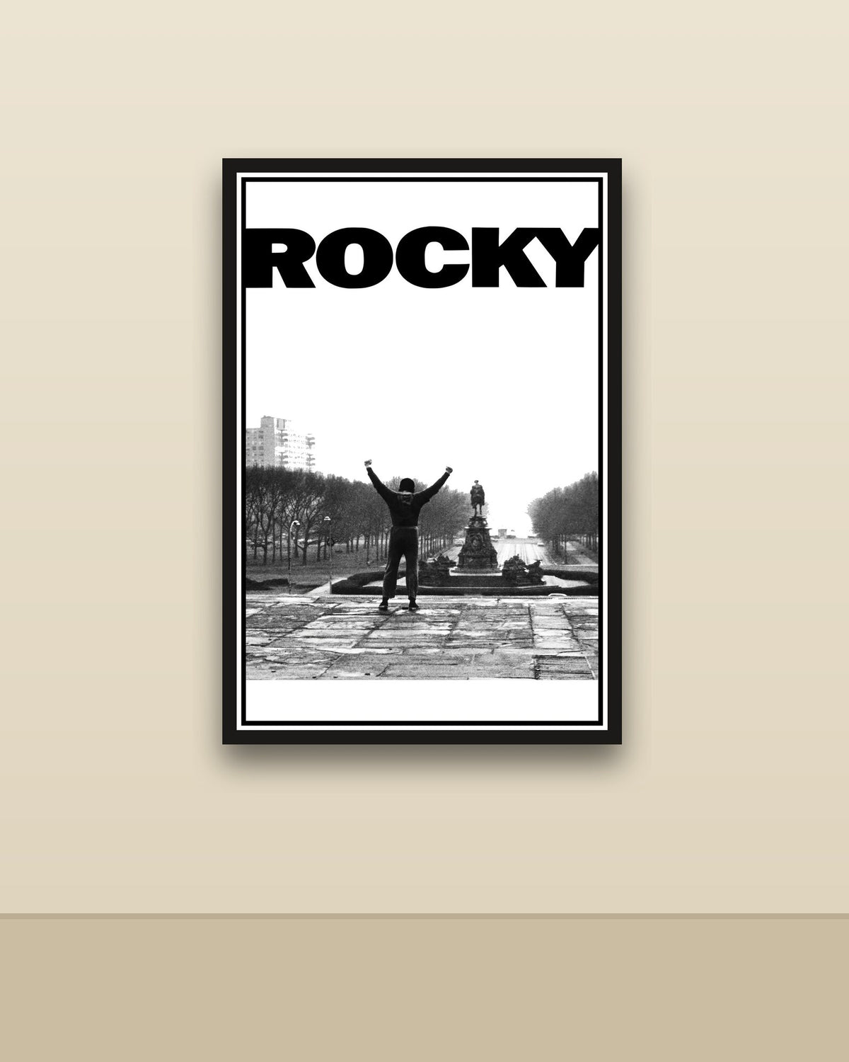 Rocky en una pared clara con marco negro (imagen ilustrativa)