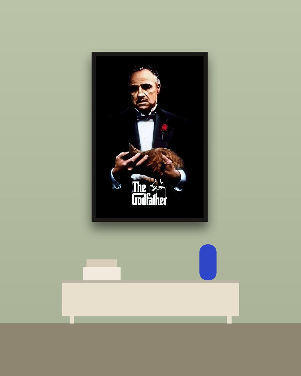 The Godfather en una pared verde con marco negro (imagen ilustrativa)