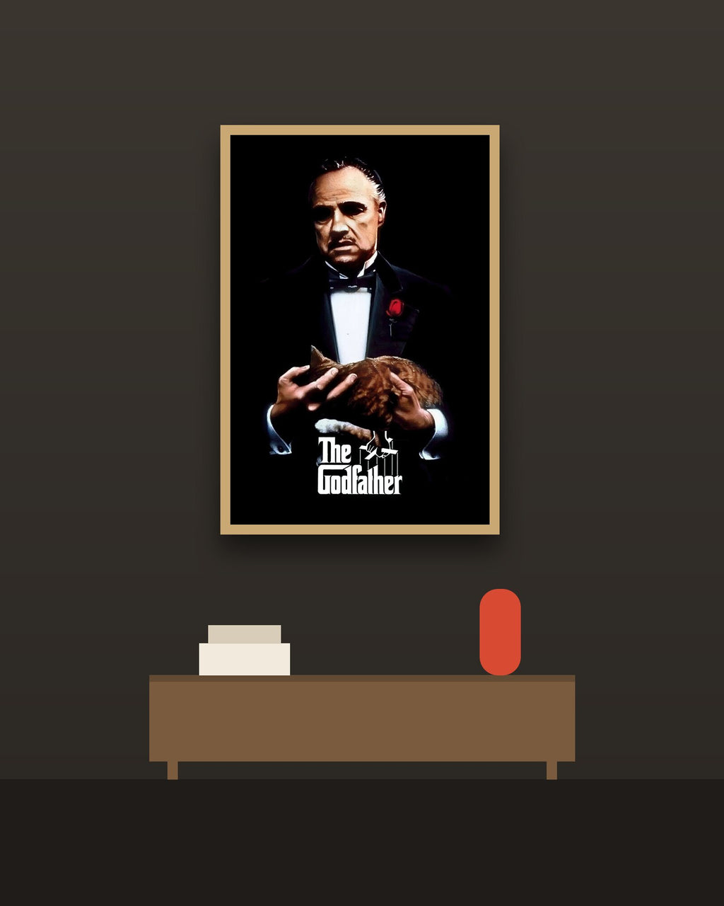 The Godfather en una pared oscura con marco de kiri claro (imagen ilustrativa)