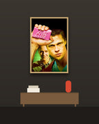 Fight Club en una pared oscura con marco de kiri claro (imagen ilustrativa)