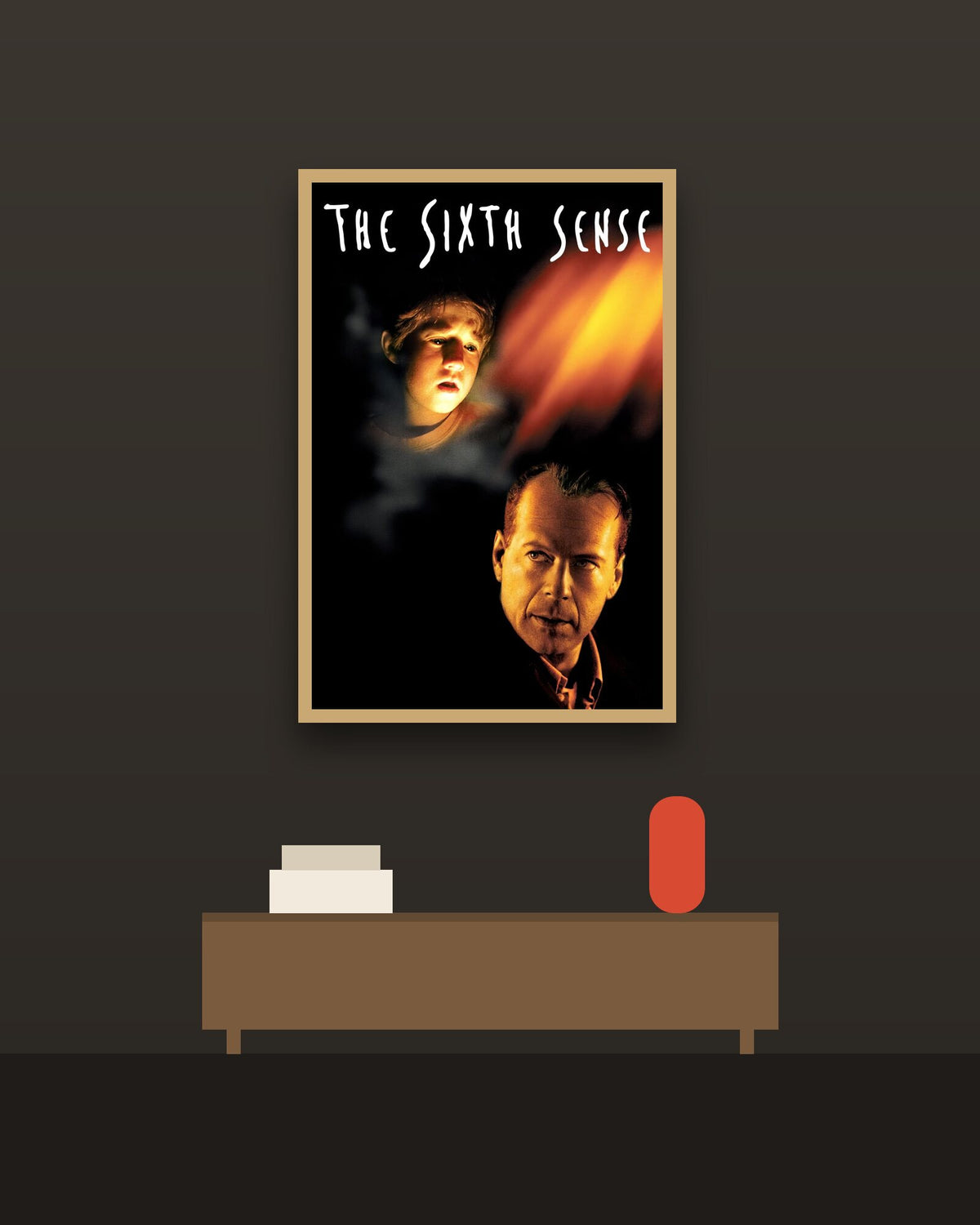 The Sixth Sense en una pared oscura con marco de kiri claro (imagen ilustrativa)