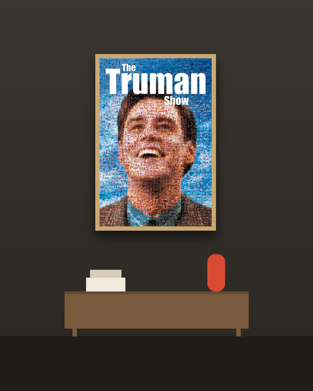 The Truman Show en una pared oscura con marco de kiri claro (imagen ilustrativa)