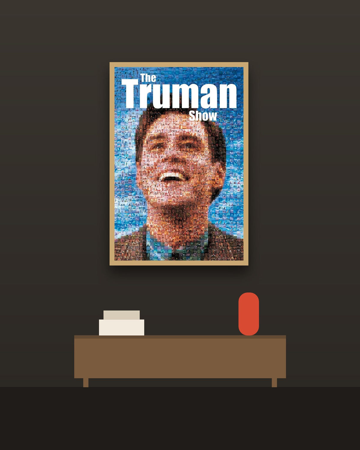 The Truman Show en una pared oscura con marco de kiri claro (imagen ilustrativa)