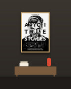 Avicii True Stories en una pared oscura con marco de kiri claro (imagen ilustrativa)