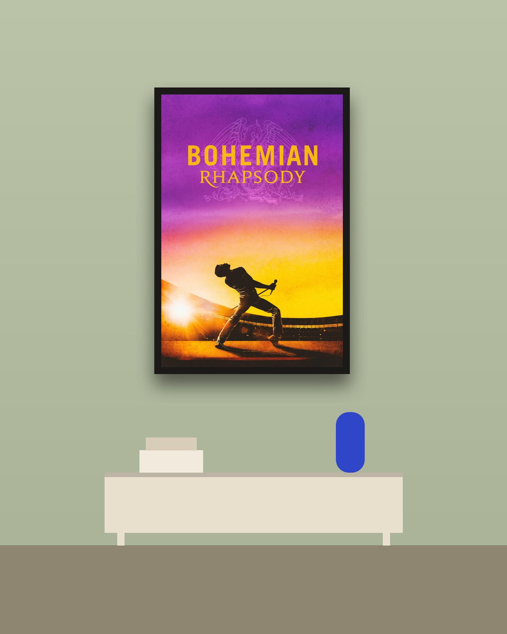 Bohemian Rhapsody en una pared verde con marco negro (imagen ilustrativa)