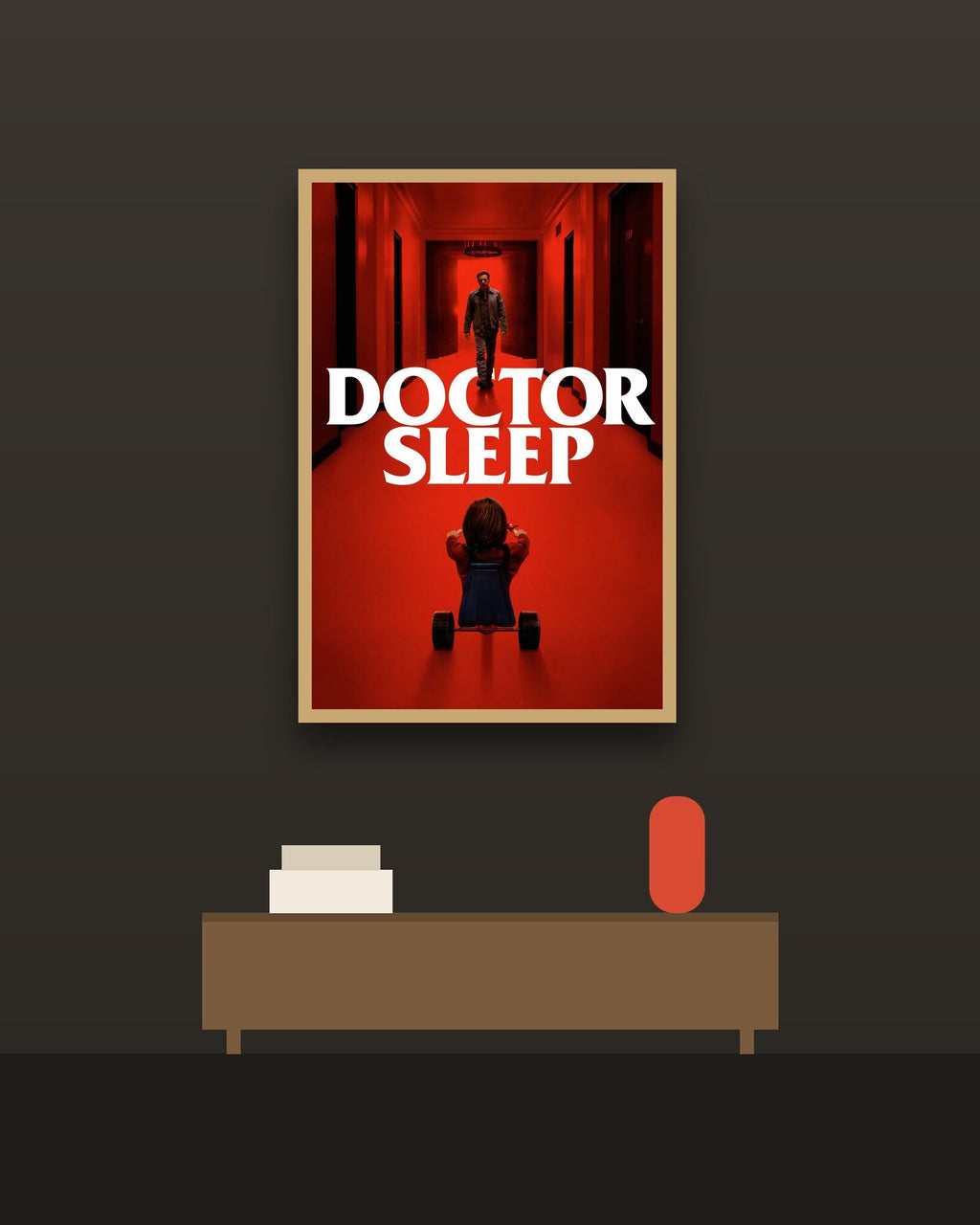 Doctor Sleep en una pared oscura con marco de kiri claro (imagen ilustrativa)