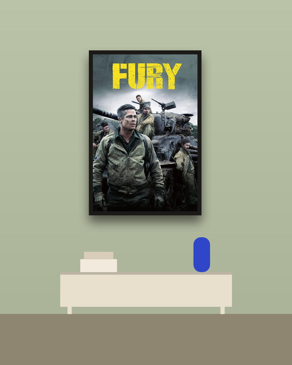 Fury en una pared verde con marco negro (imagen ilustrativa)