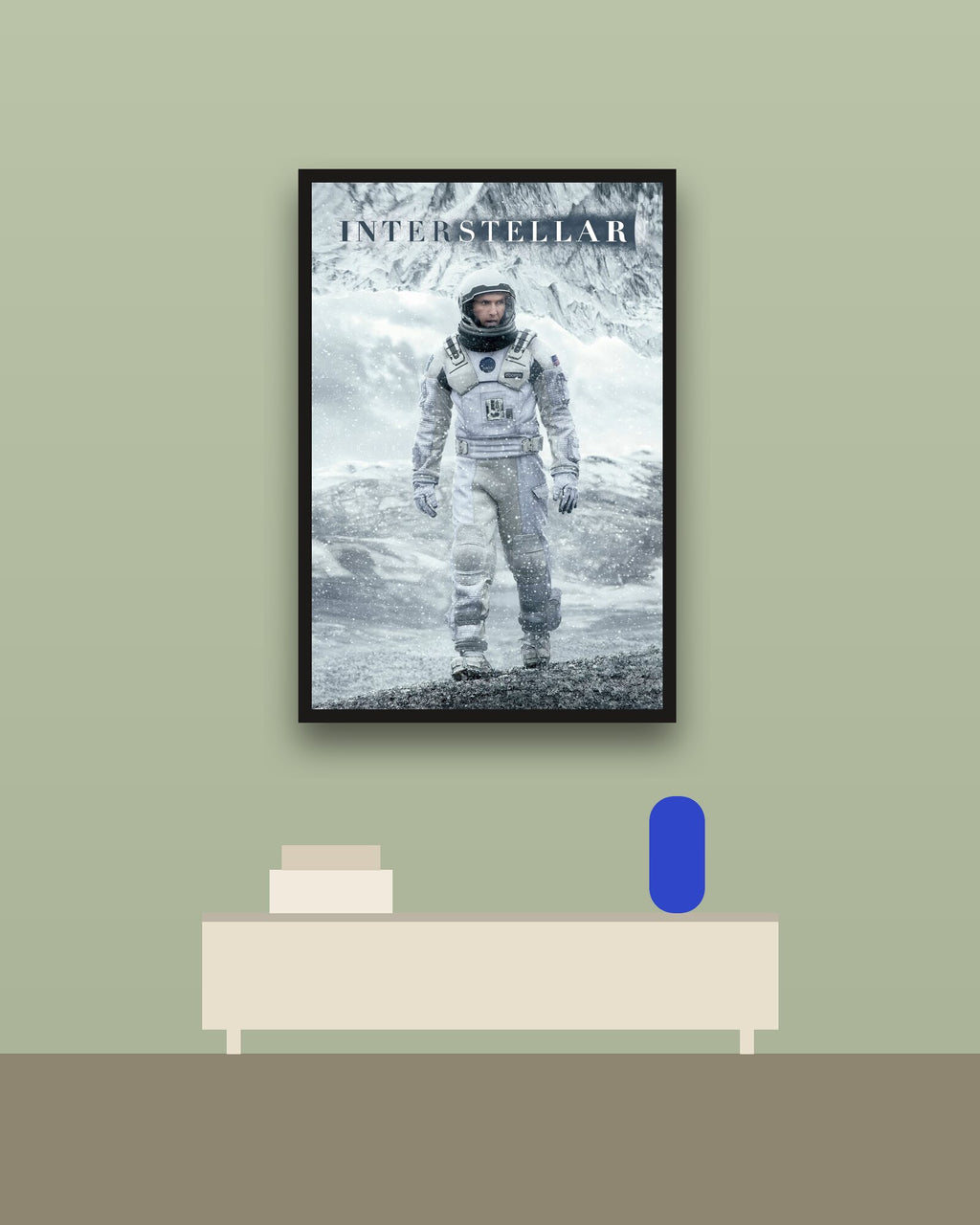 Interstellar en una pared verde con marco negro (imagen ilustrativa)