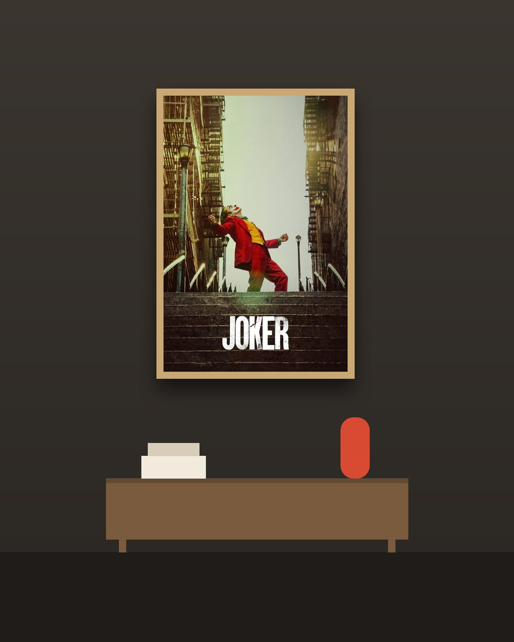Joker en una pared oscura con marco de kiri claro (imagen ilustrativa)