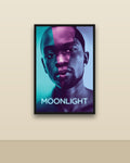 Moonlight en una pared clara con marco negro (imagen ilustrativa)