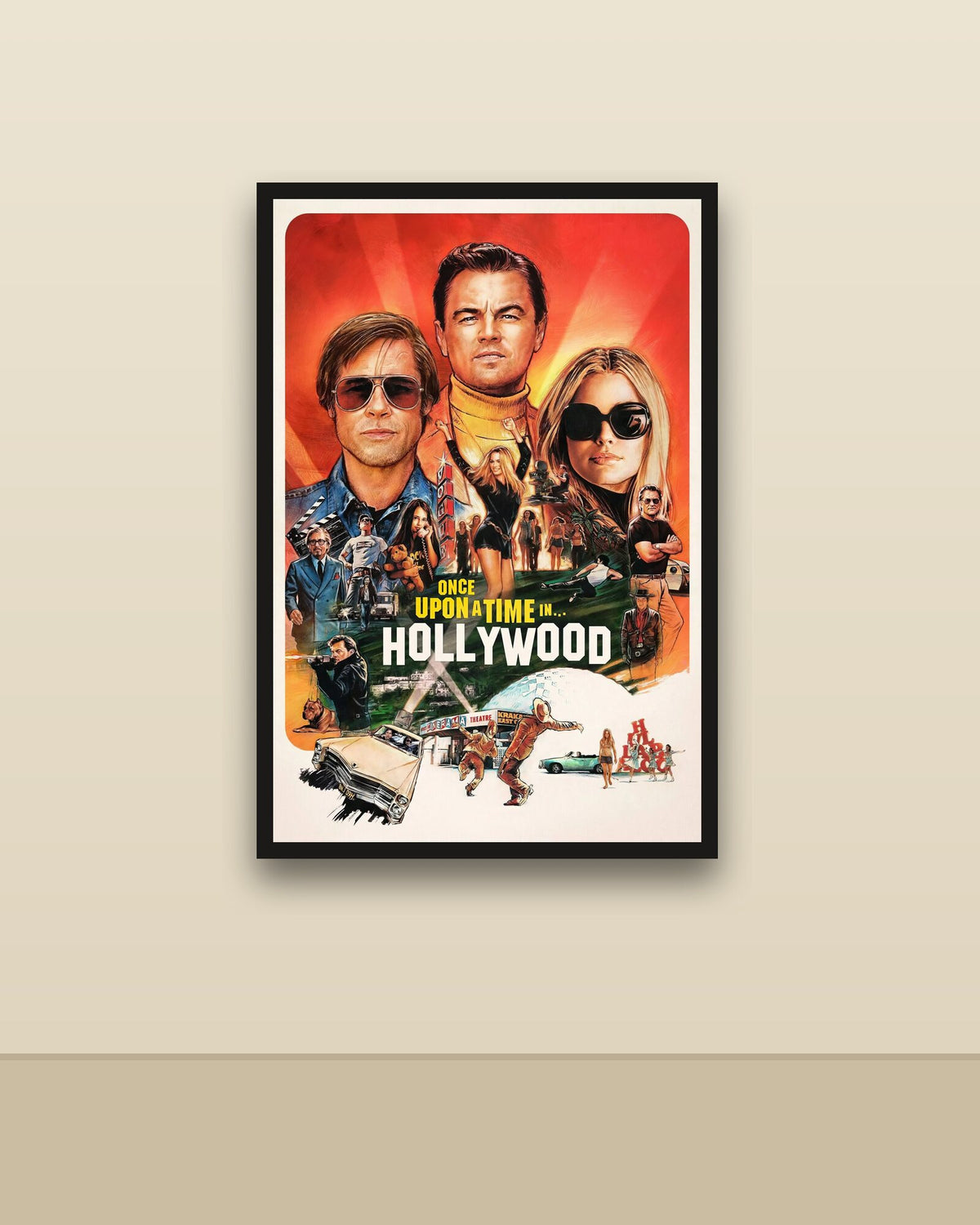 Once Upon a Time... in Hollywood en una pared clara con marco negro (imagen ilustrativa)