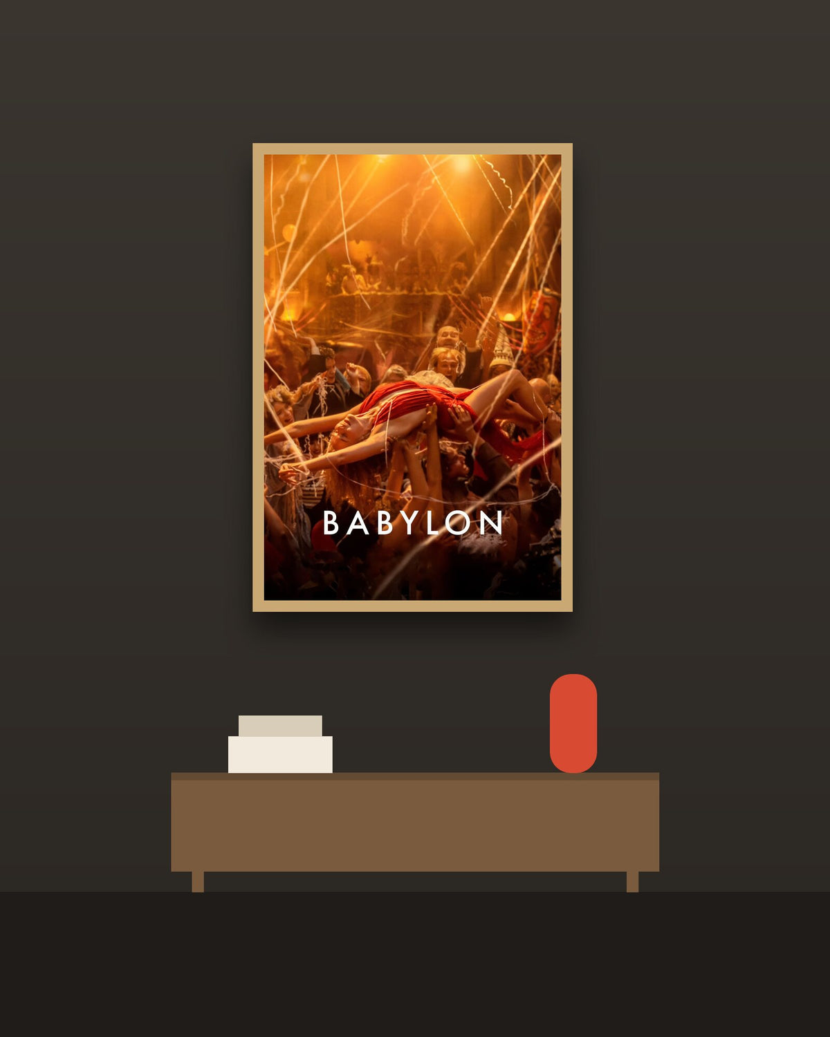 Babylon en una pared oscura con marco de kiri claro (imagen ilustrativa)